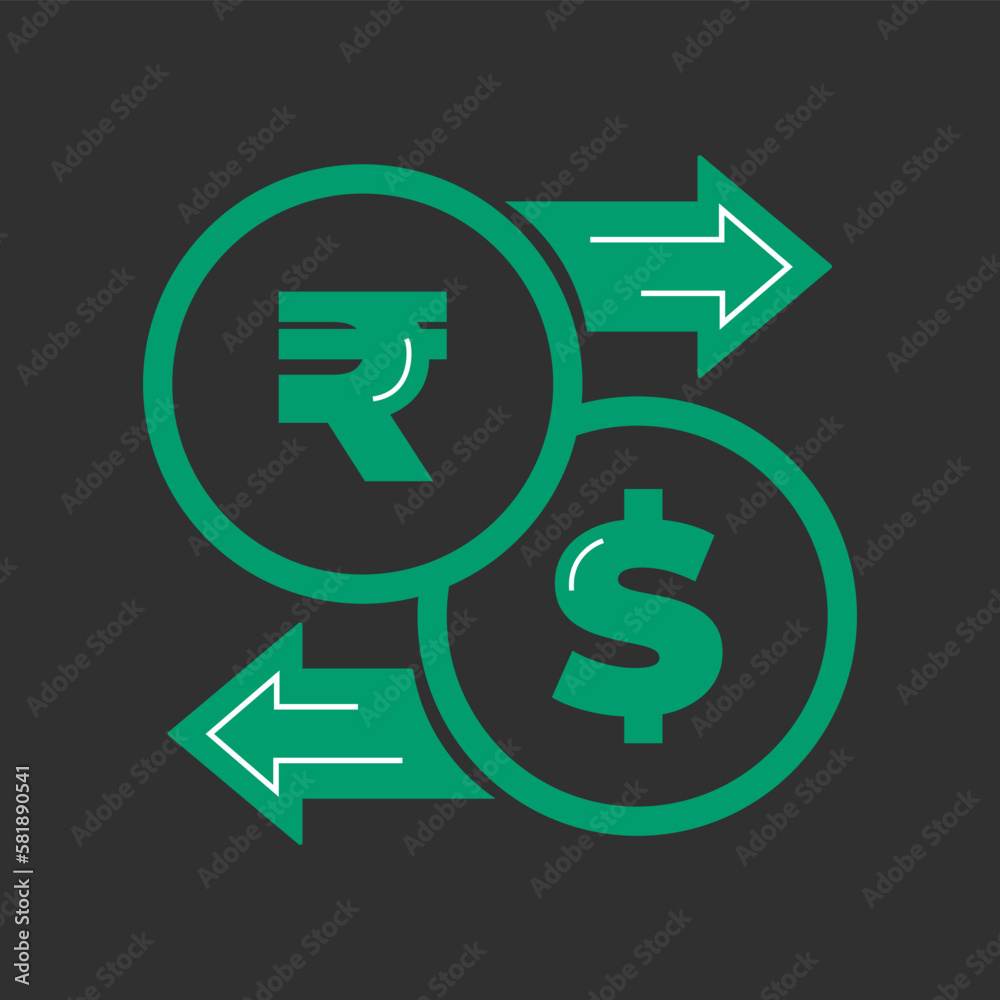 Vector currency exchange. Money conversion. Rupee to dollar icon isolated on white background. Dollar to rupee exchange icon with arrow USD INR
Vector currency exchange. Money conversion. Rupee to dollar icon isolated on white background. Dollar to rupee exchange icon with arrow USD INR