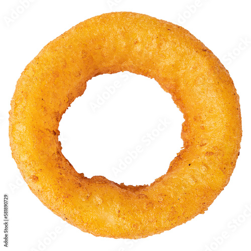 Onion ring. Deep fried onion rings. Breaded crispy vegetable. Snack for beer or vine. Fast food Restaurant. Junk food. Cooked tasty appetizer meal. Fried squid rings. Isolated background.
