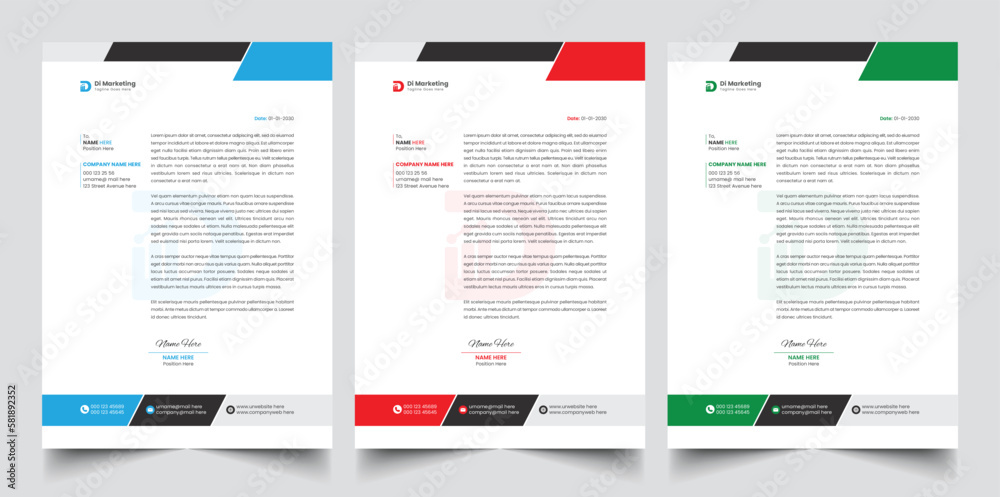 Modern Abstract company, stationary letterhead design for business