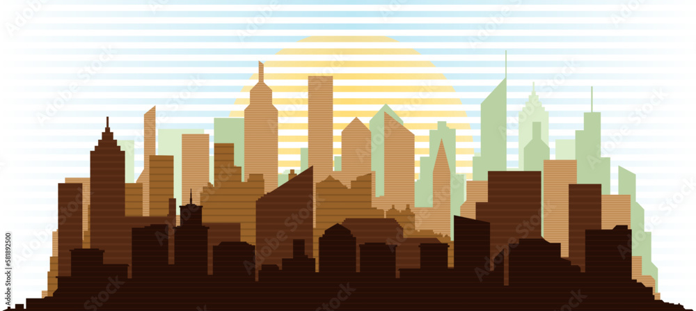 Vector City landscape. Colorful silhouette of the city
