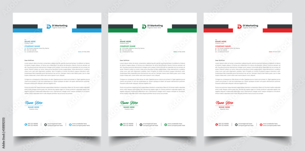 Modern Abstract company, stationary letterhead design for business