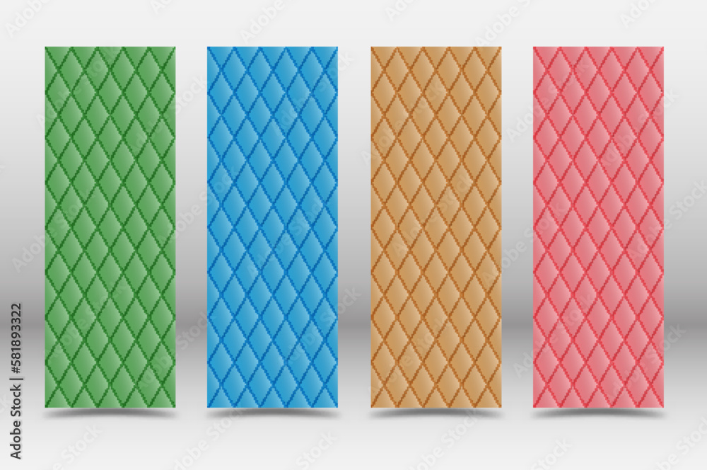 A set of color designs with a rhombic pattern. Template for posters, posters, banners and creative ideas A set of color designs with a rhombic pattern. Template for posters, posters, banners and creative ideas