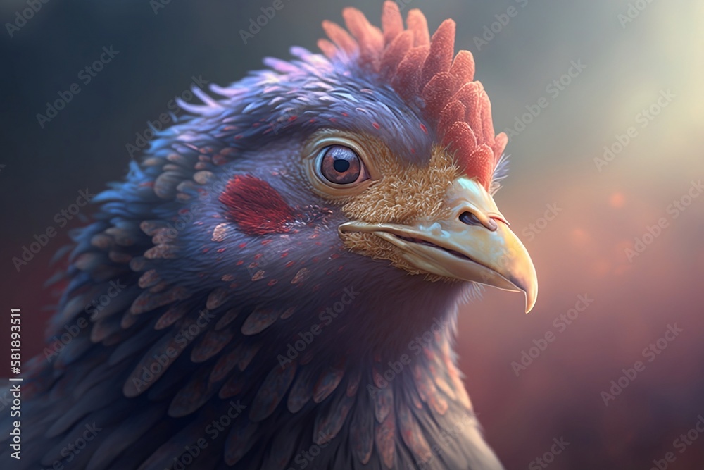 a portrait of close up rooster