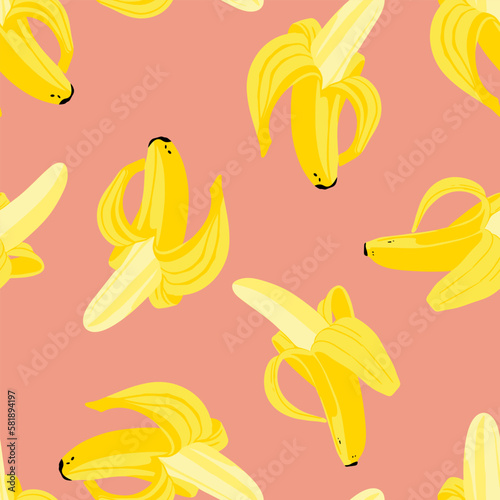 Bananas. Vector. Cartoon style. Seamless Pattern, Background, Wallpaper. Perfect for prints