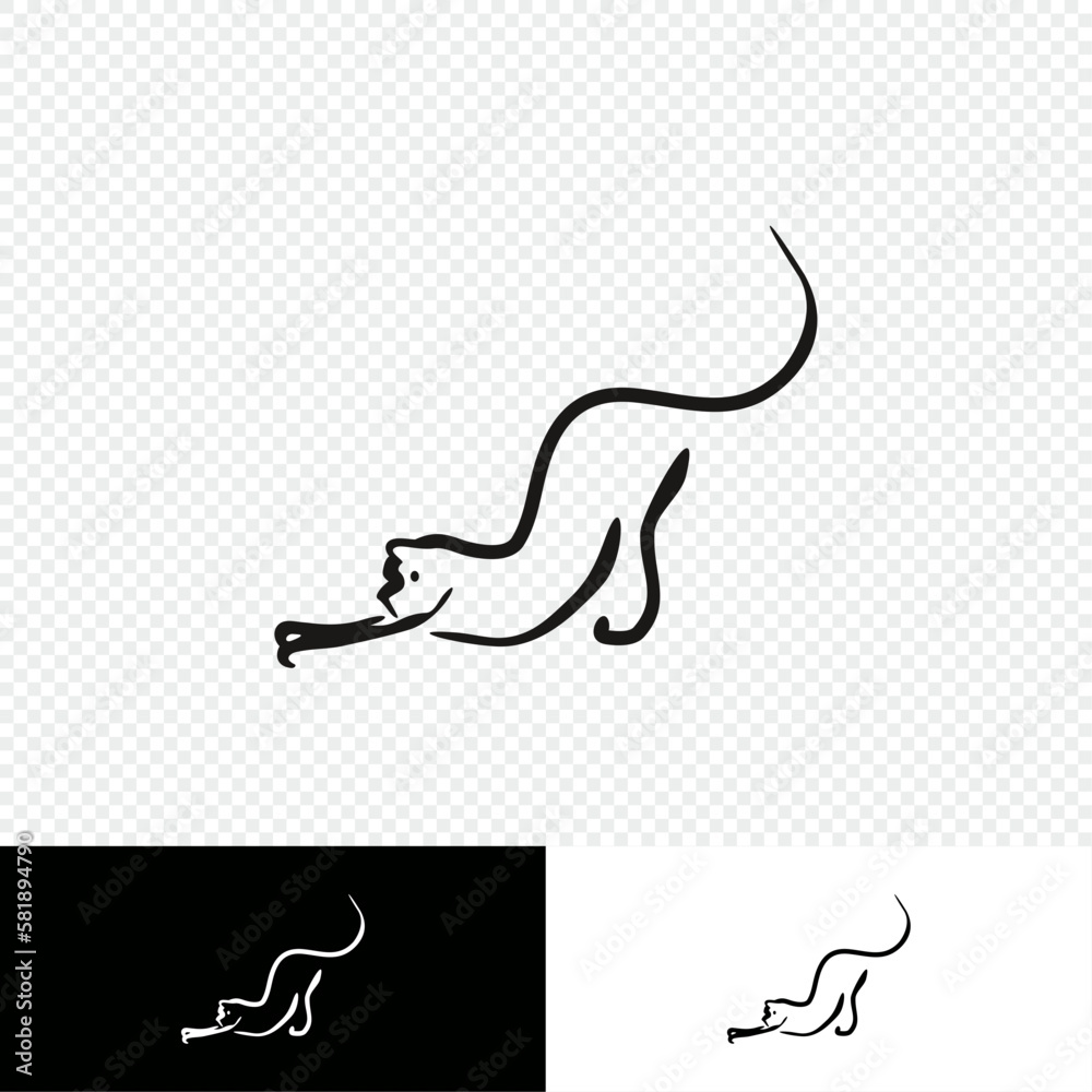 Stretching Black Cat Logo Vector. Home pet clinic icon Stretching Black Cat Logo Vector. Home pet clinic icon
