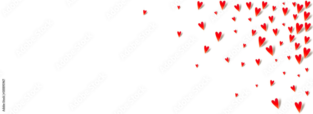 Red Heart Vector Panoramic White Backgound.