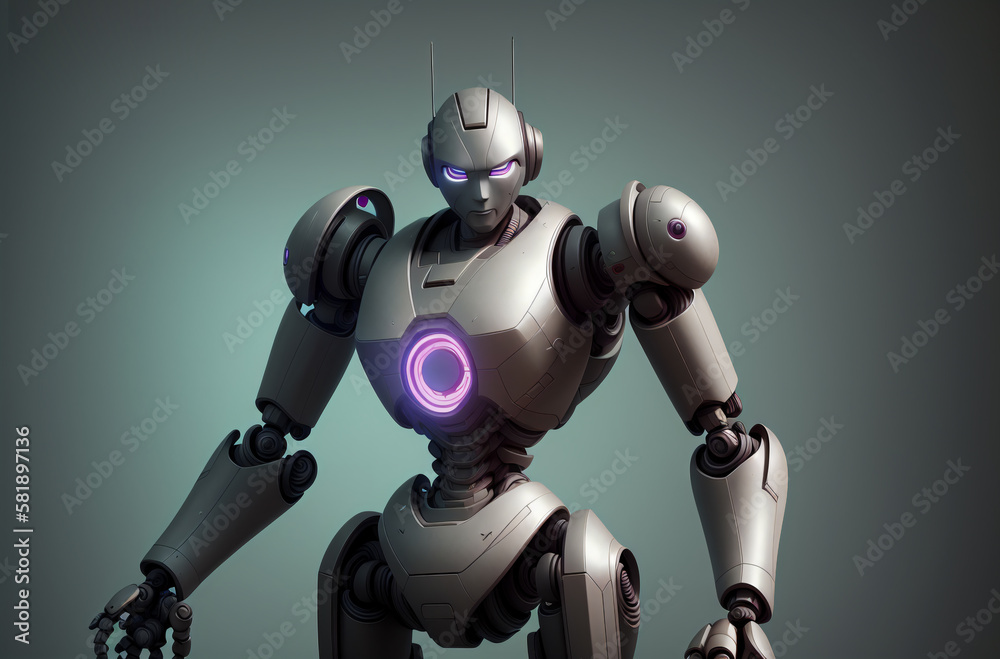Robot. Mechanical cybernetic machine with artificial intelligence. Generative AI.