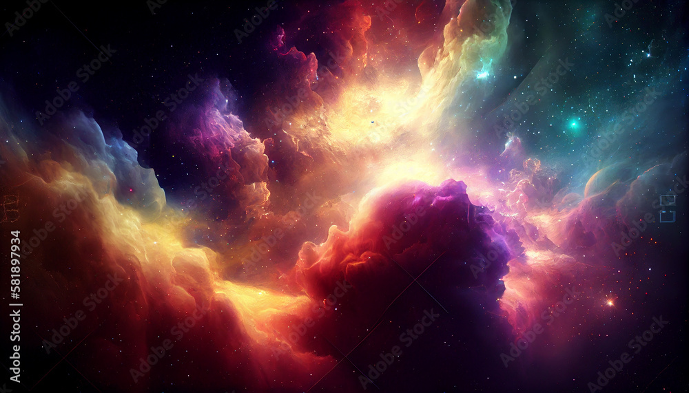 Nebula and galaxies in space Ai generated image