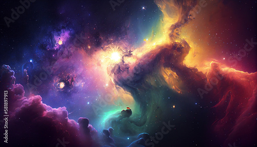 Nebula and galaxies in space Ai generated image