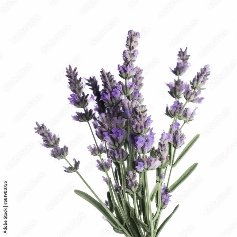 A purple lavender plant on white background Generative AI A purple lavender plant on white background Generative AI