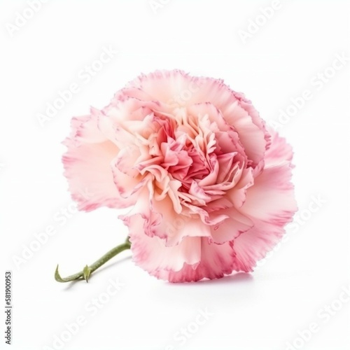 A pink carnation on white background Generative AI