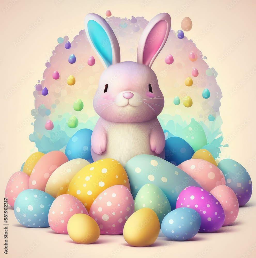 April Easter bunny and Easter eggs April Easter bunny and Easter eggs