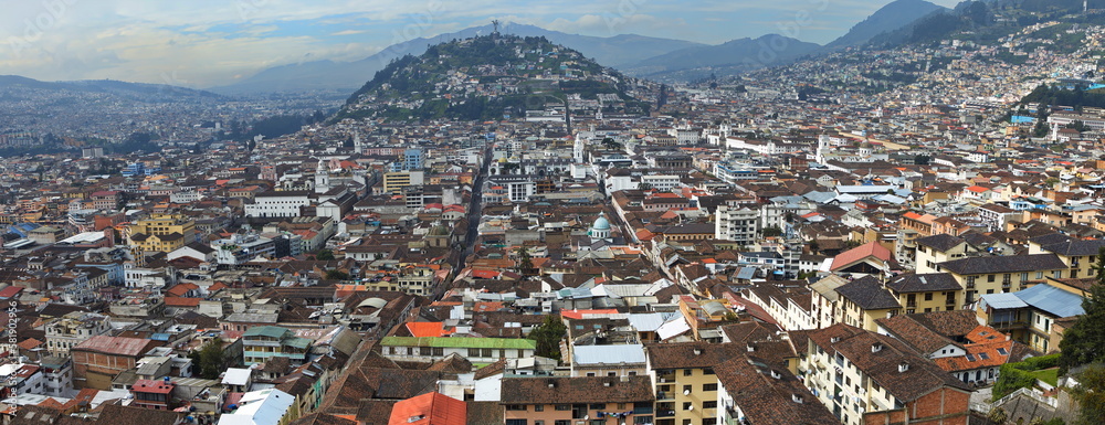 View of Quito from Basilica del Voto Nacional, Ecuador, South America
