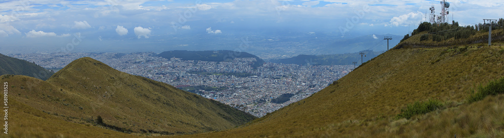 View of Quito from the upper station of TeleferiQo, Ecuador, South America
