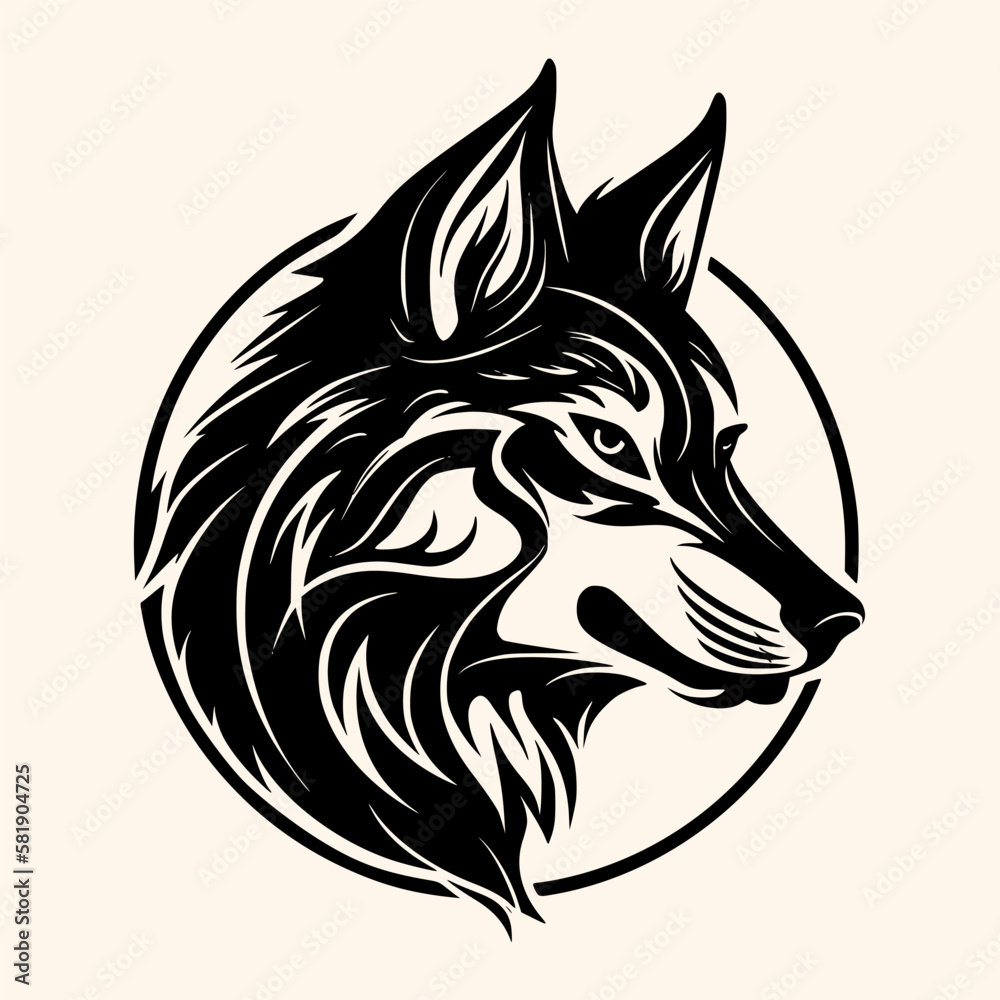Fototapeta premium Wolf vector for logo or icon, drawing Elegant minimalist style,abstract style Illustration