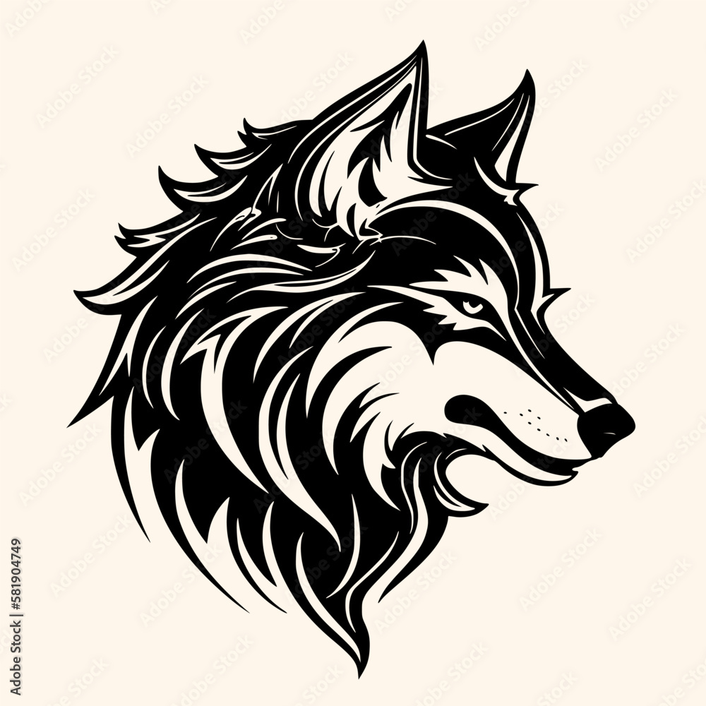 Wolf vector for logo or icon, drawing Elegant minimalist style,abstract style Illustration