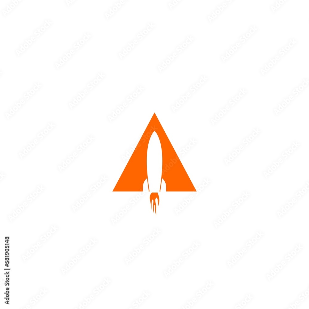 Fototapeta premium Triangle rocket icon logo isolated on white background