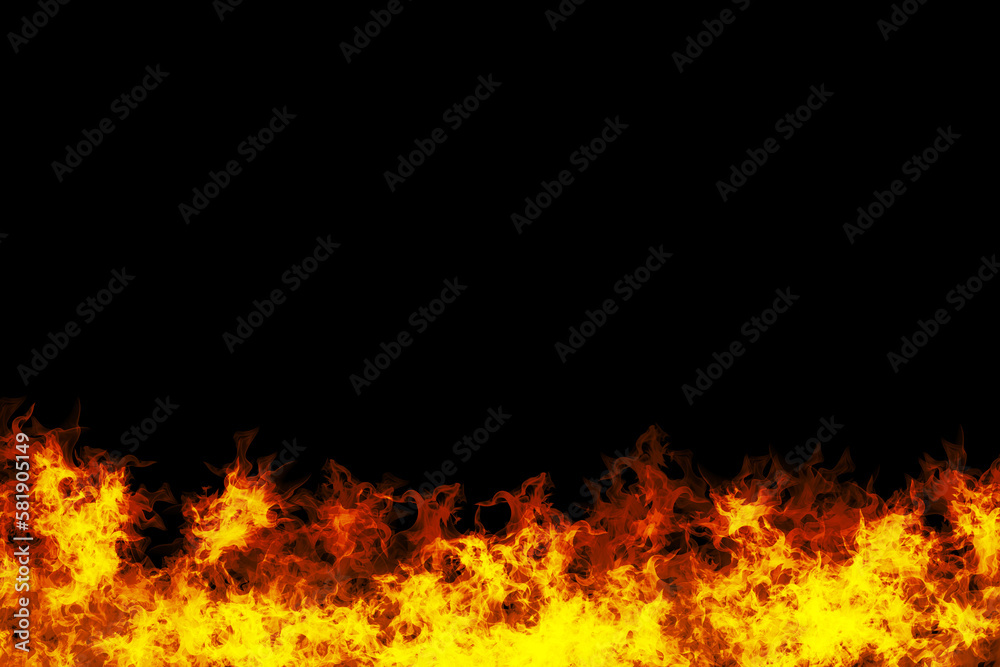 Flames fire black background