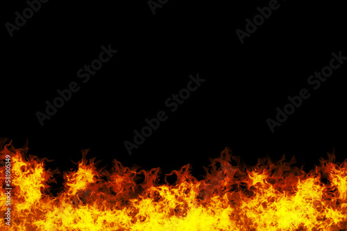 Flames fire black background
