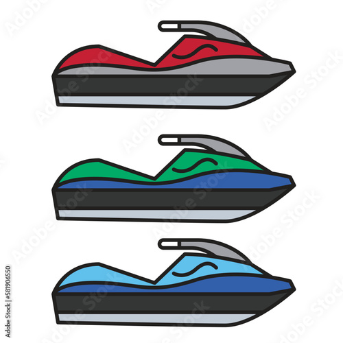 Sport jet ski line icon simple style vector images in different colors