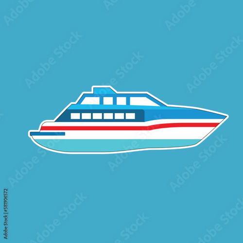 yatch boat cruise vector with a red stripe on blue background vector illustration