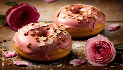donuts with pink fondant and roses