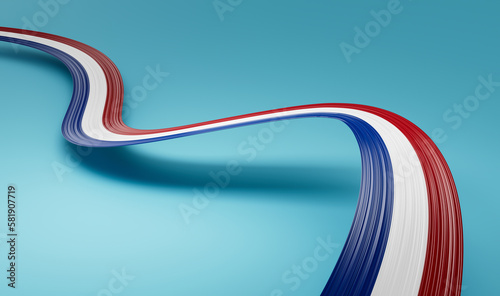 Photography 3d Flag Of Netherlands Country 3d Wavy Shiny Ribbon Flag Isolated On Blue Backgr