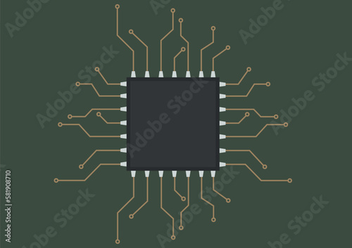 circuit board with a microprocessor for a computer scheme vector illustration electronics