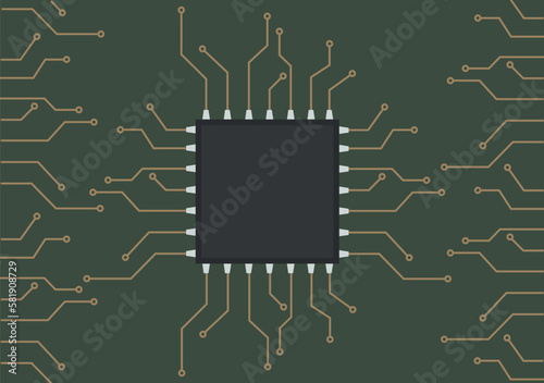 circuit board with a microprocessor for a computer scheme vector illustration electronics