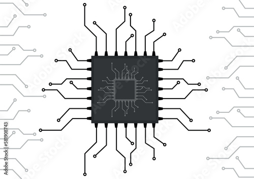 circuit board with a microprocessor for a computer scheme vector illustration electronics