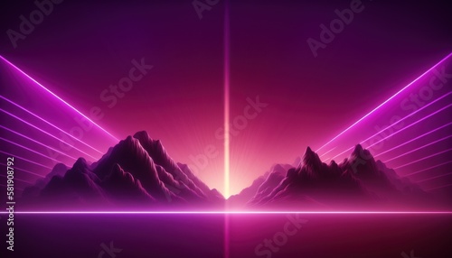 Abstract pink-purple background with neon lines and fog, synthwave