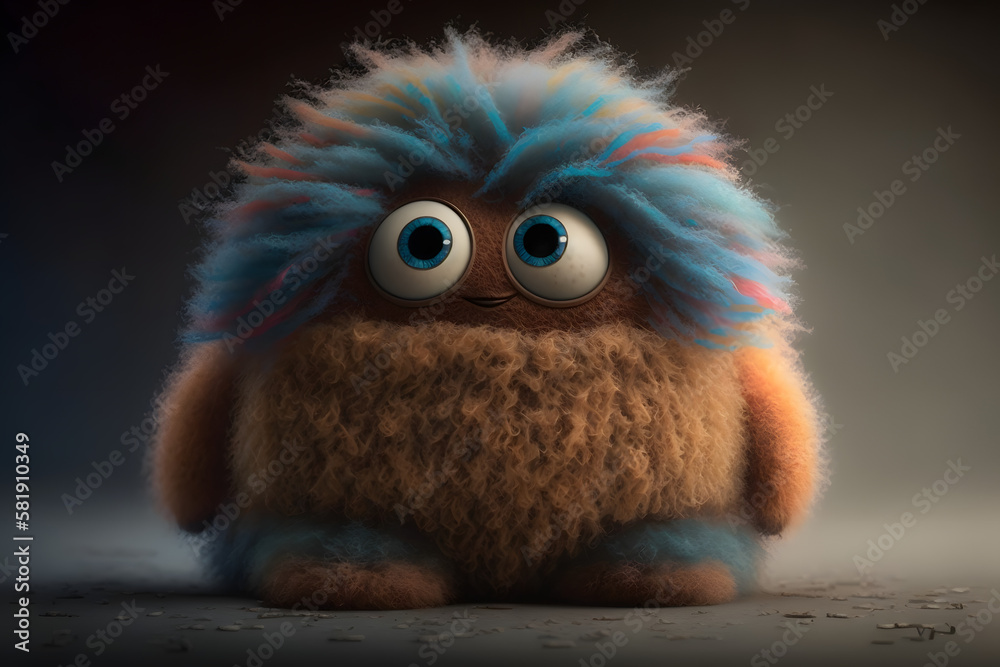 Fluffy monster, illustration. Generative AI Fluffy monster, illustration. Generative AI