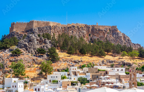 Lindos fortress over old town, Rhodes island, Greece