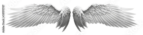 Papier peint An angel wings with white feathers isolated on transparent background - Generati