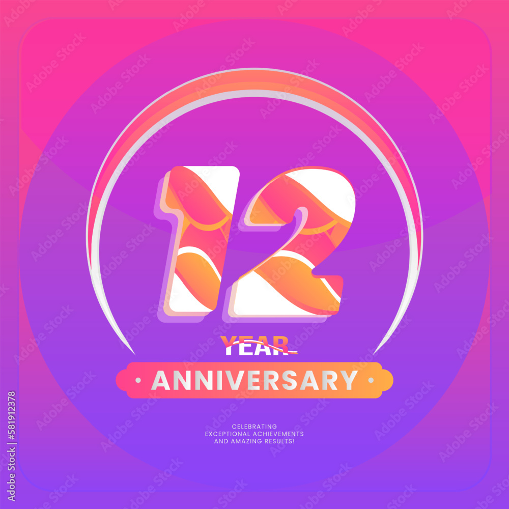 Number 12 vector logos for Anniversary Celebration Isolated on Violet background, Vector Design for Celebration, Invitation Card, and Greeting Card. Number 12 vector logos for Anniversary Celebration Isolated on Violet background, Vector Design for Celebration, Invitation Card, and Greeting Card.