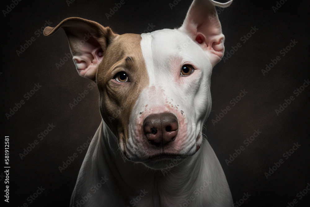 Striking Bull Terrier Dog Image on a Dark Background - Perfect for Animal Lovers