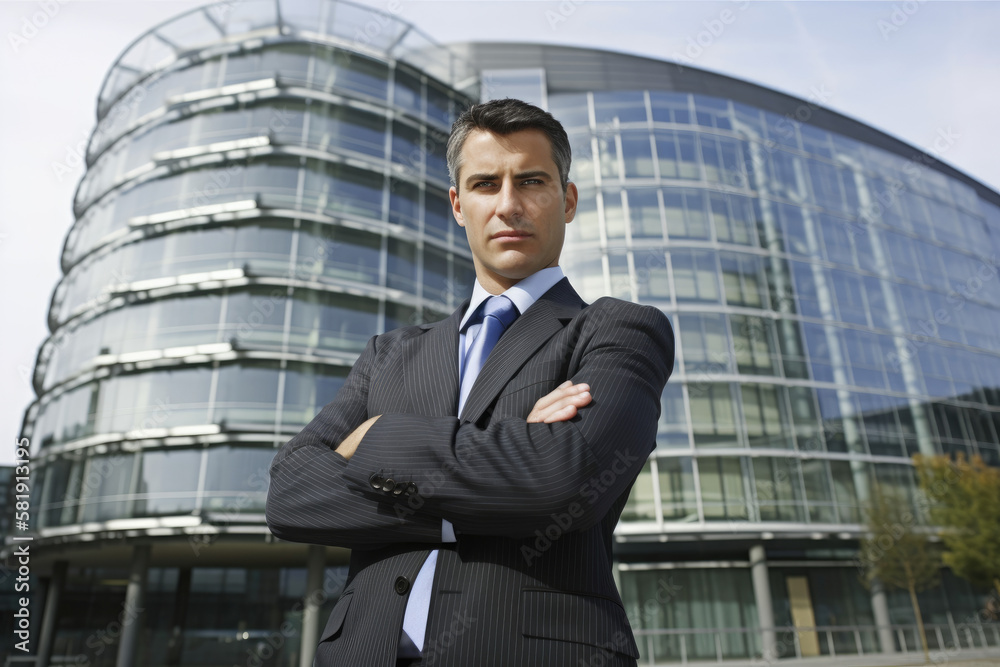Portrait of a businessman in front of office building Portrait of a businessman in front of office building