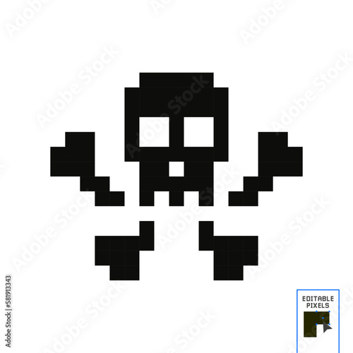 Vector pixel skull icon. 8-bit skull icon. Illustration