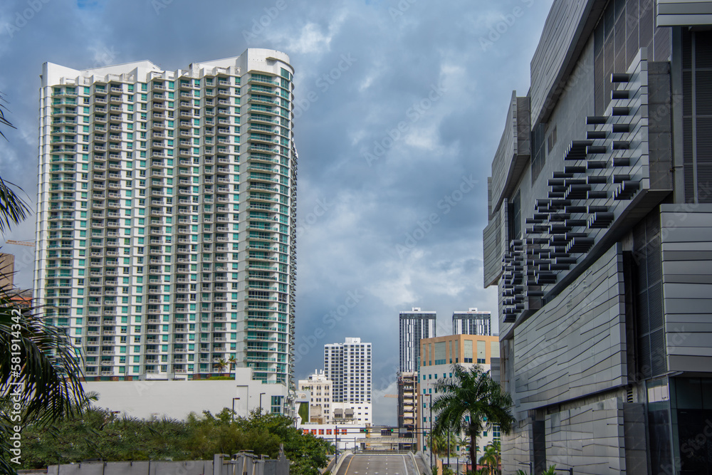 Exterior architecture of a major shopping center in Miami, Florida, US