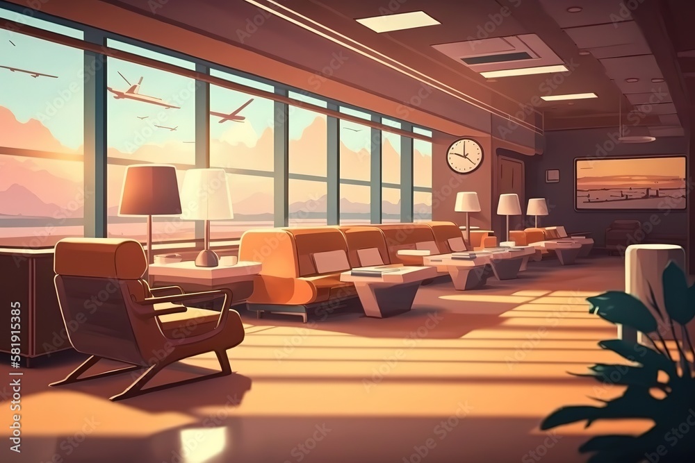 Airport business class lounge, Generative AI