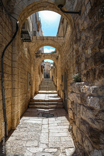 View of old pathway with ar...