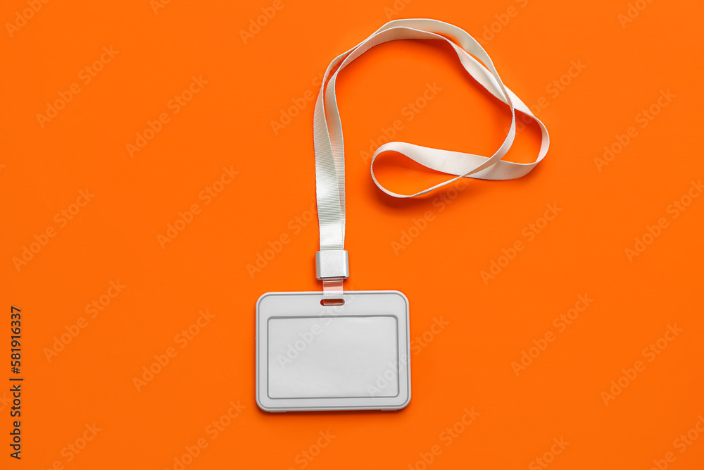 Blank badge with lanyard on color background Blank badge with lanyard on color background