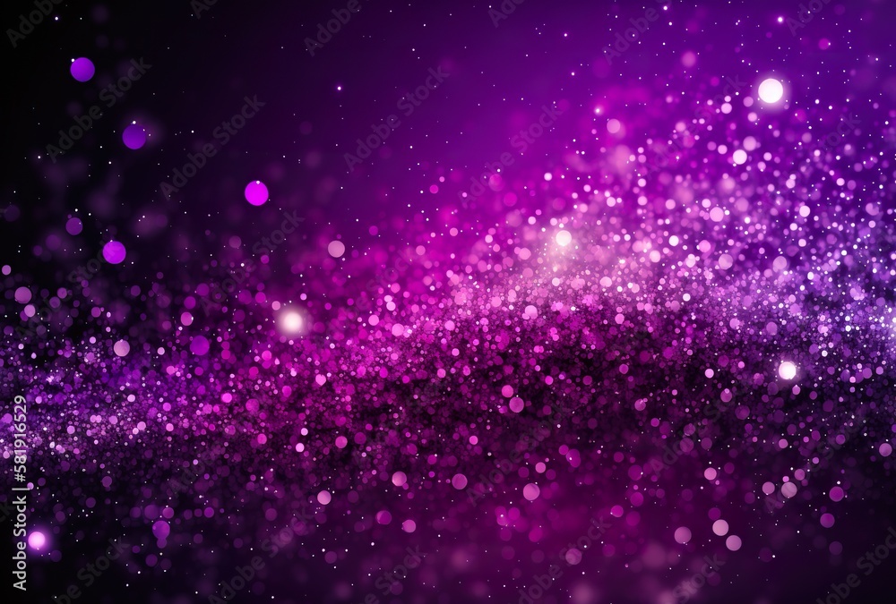 Abstract design - purple gradient with lights, particles and crystals. Fractal element for backgrounds, banners, posters and website header areas - Generative AI