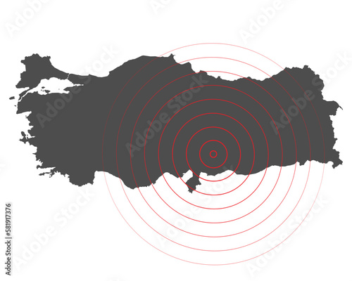 Turkey, earthquake February 6, 2023. Vector Illustration of the Map of Turkey on White Background. EPS 10