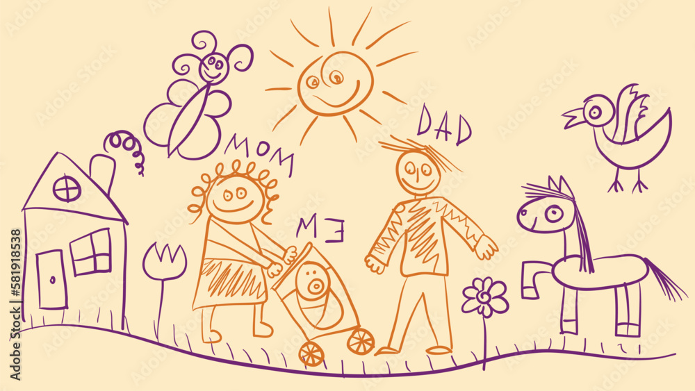 Child's drawing of family portrait