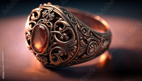1400s awesome expensive luxury ring, close-up shot. AI generated. photo