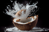 Coconut milk splash from a broken nut