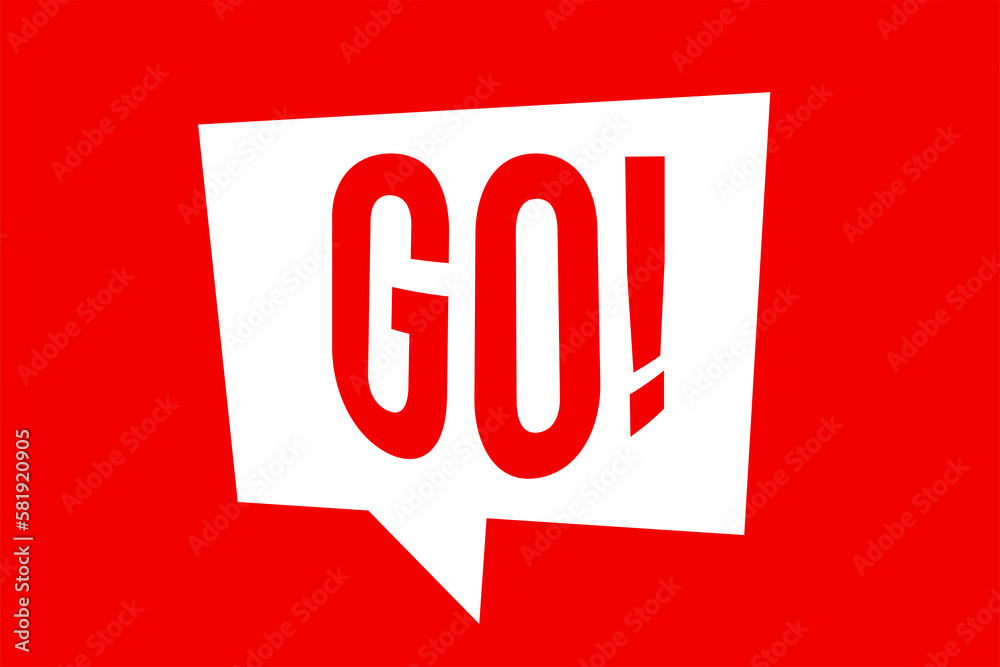 white sign that says let's go with red background white sign that says let's go with red background