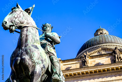 famous statue at the munich bavarian government building photo