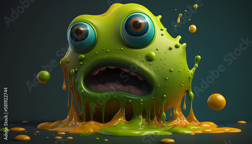 Slime monster, game character. Generative AI © PIRMYN